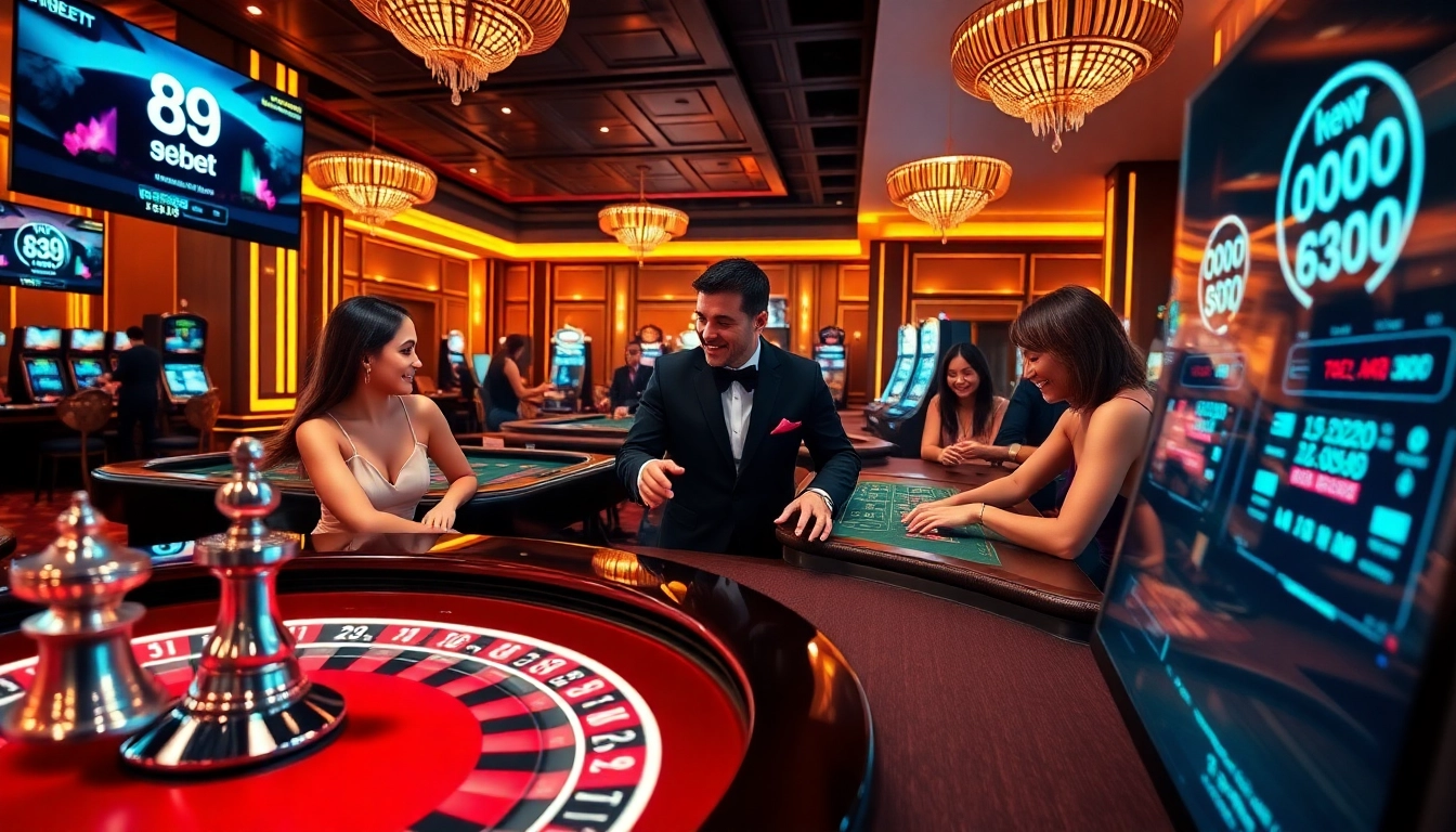 Dynamic gambling action featuring players at 89bet roulette table in a luxurious setting.