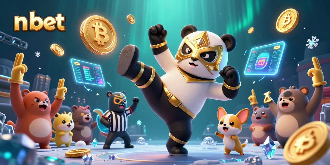 Bet on n bet with a panda wrestler in an electrifying crypto-themed scene.