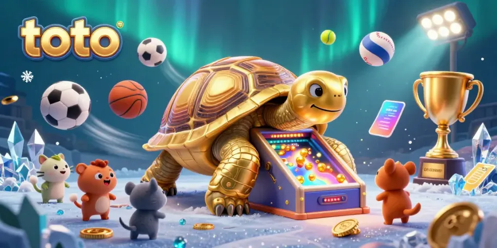 Engage with toto's thrilling games featuring a giant tortoise pinball machine and vibrant sports elements.