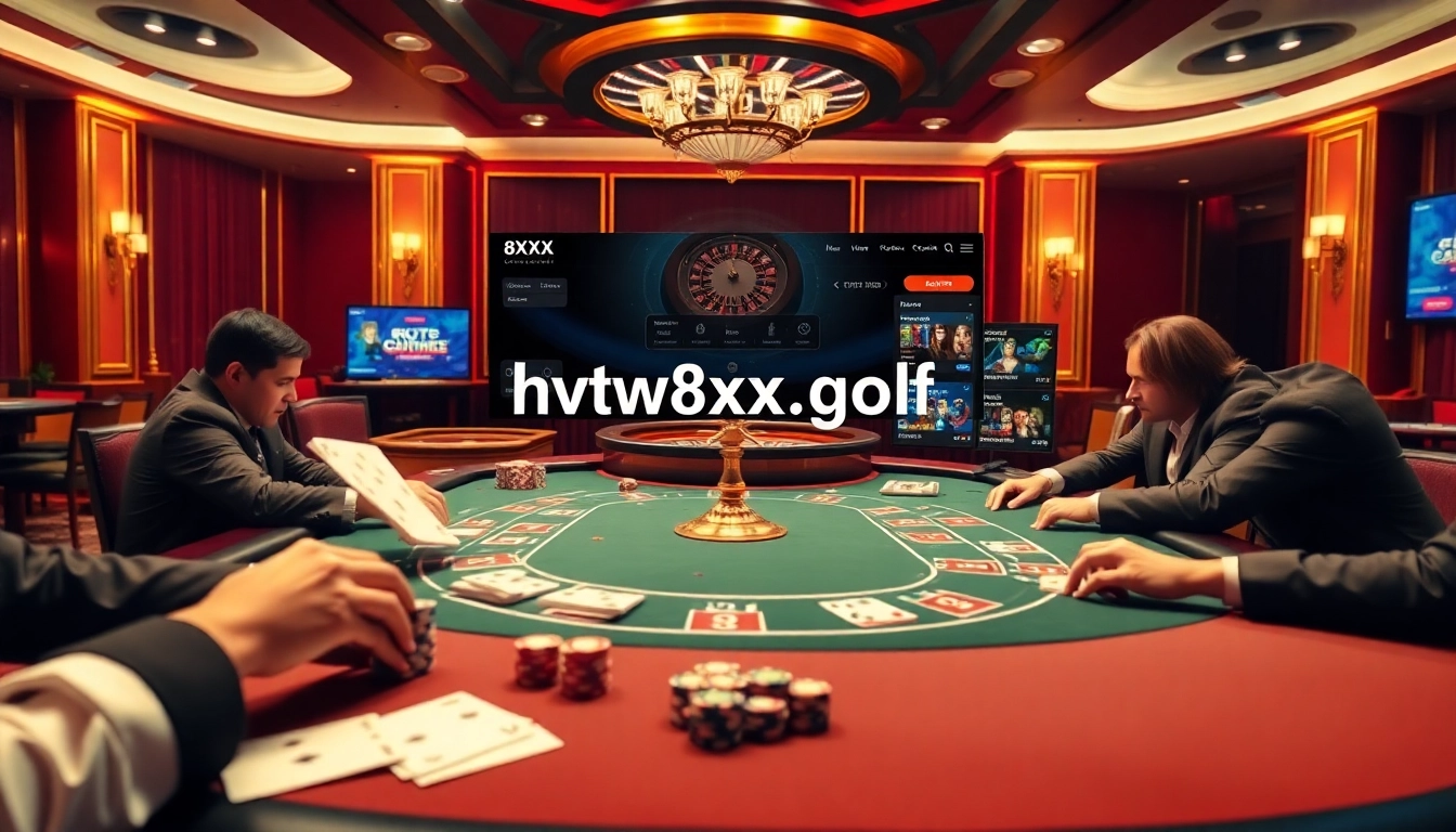 Engaging poker players at a luxury casino showcasing https://8xx.golf/ with vibrant chips and cards.