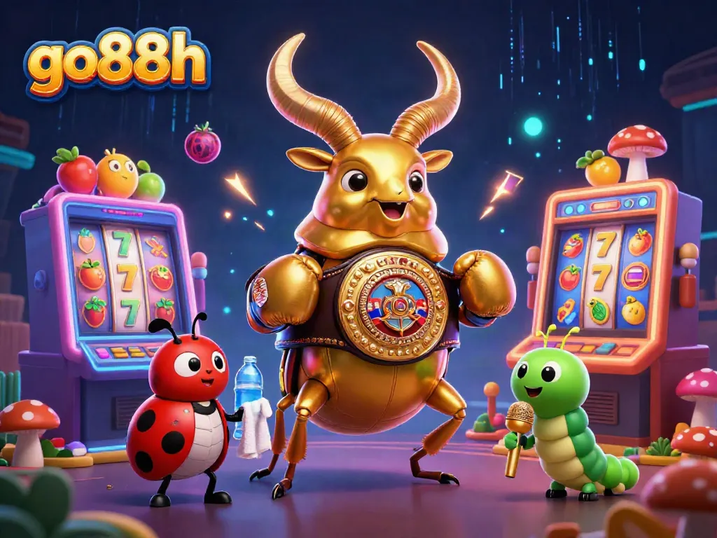 Engage with go88h in this exciting slot machine showdown featuring a golden stag beetle champion.