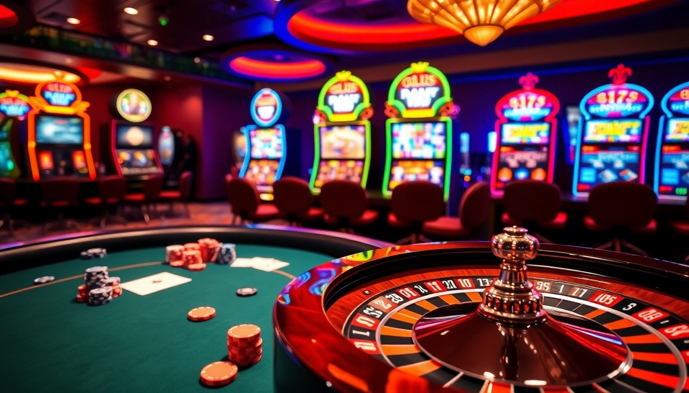Get ready to play at TWIN68, featuring a vibrant casino scene with roulette and slot machines.