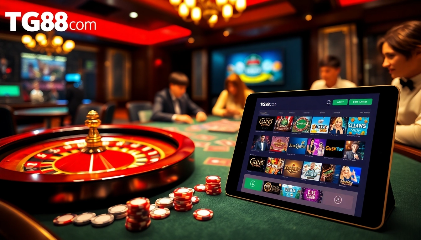 Engaging gameplay at TG88 COM casino, featuring roulette and poker chips