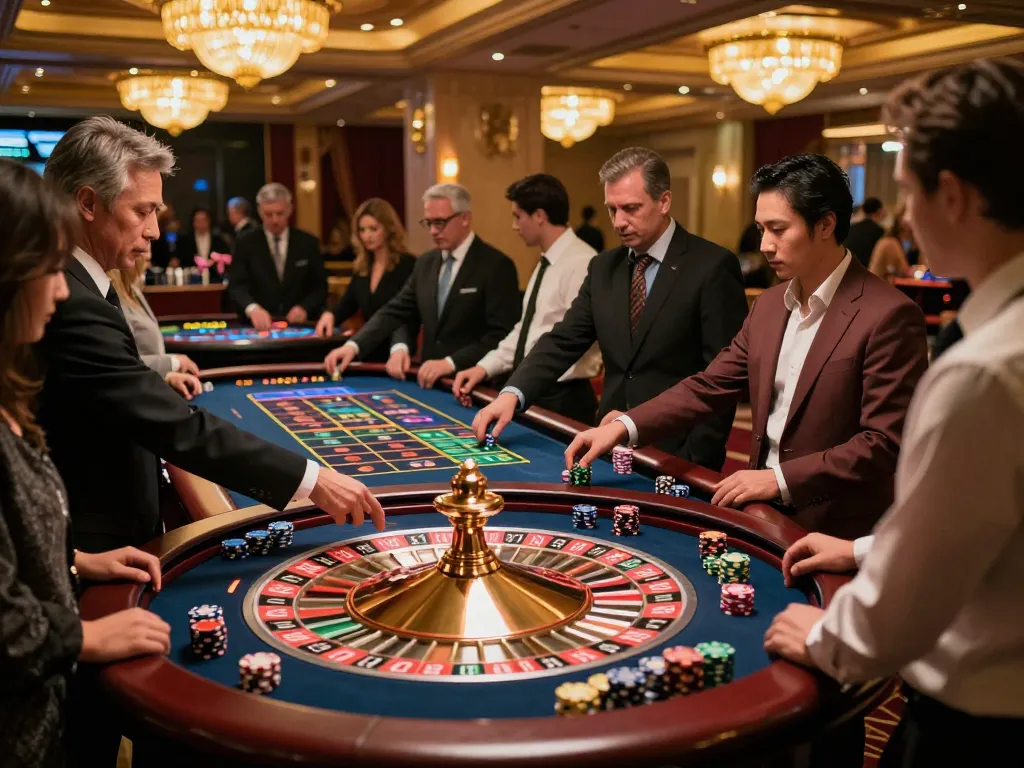 Experience the excitement of 789win at a lively roulette table with players betting.