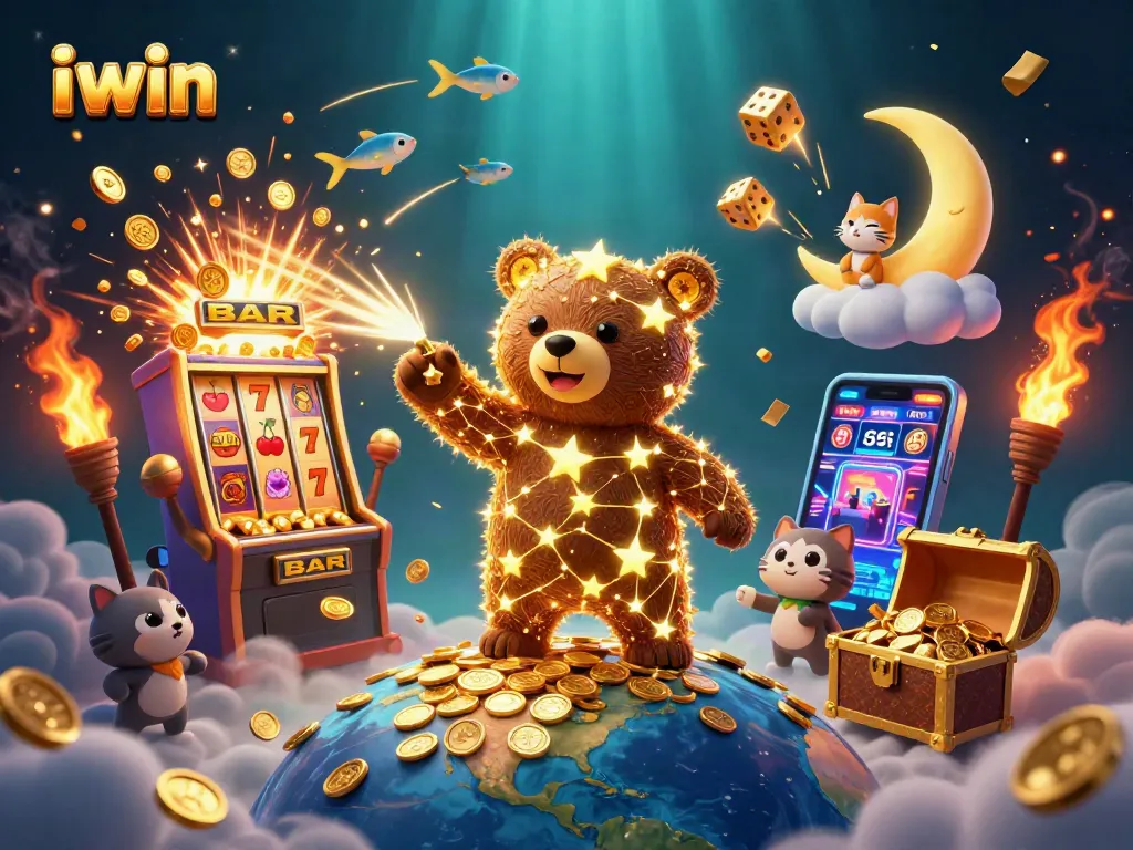 Boost your iwin gaming experience with an exciting casino-themed illustration of jackpots, treasures, and vibrant characters.