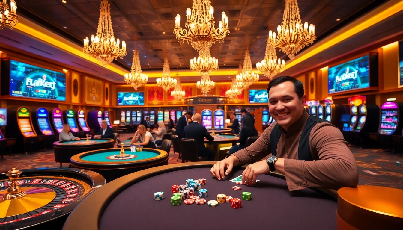 Engaging casino gaming scene highlighting SHBET có uy tín không with roulette and poker.
