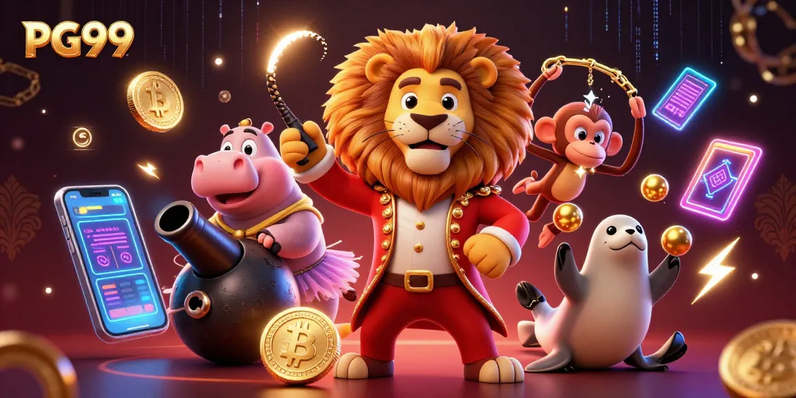 Engage with PG99's dynamic casino experience through vibrant 3D characters and crypto elements.