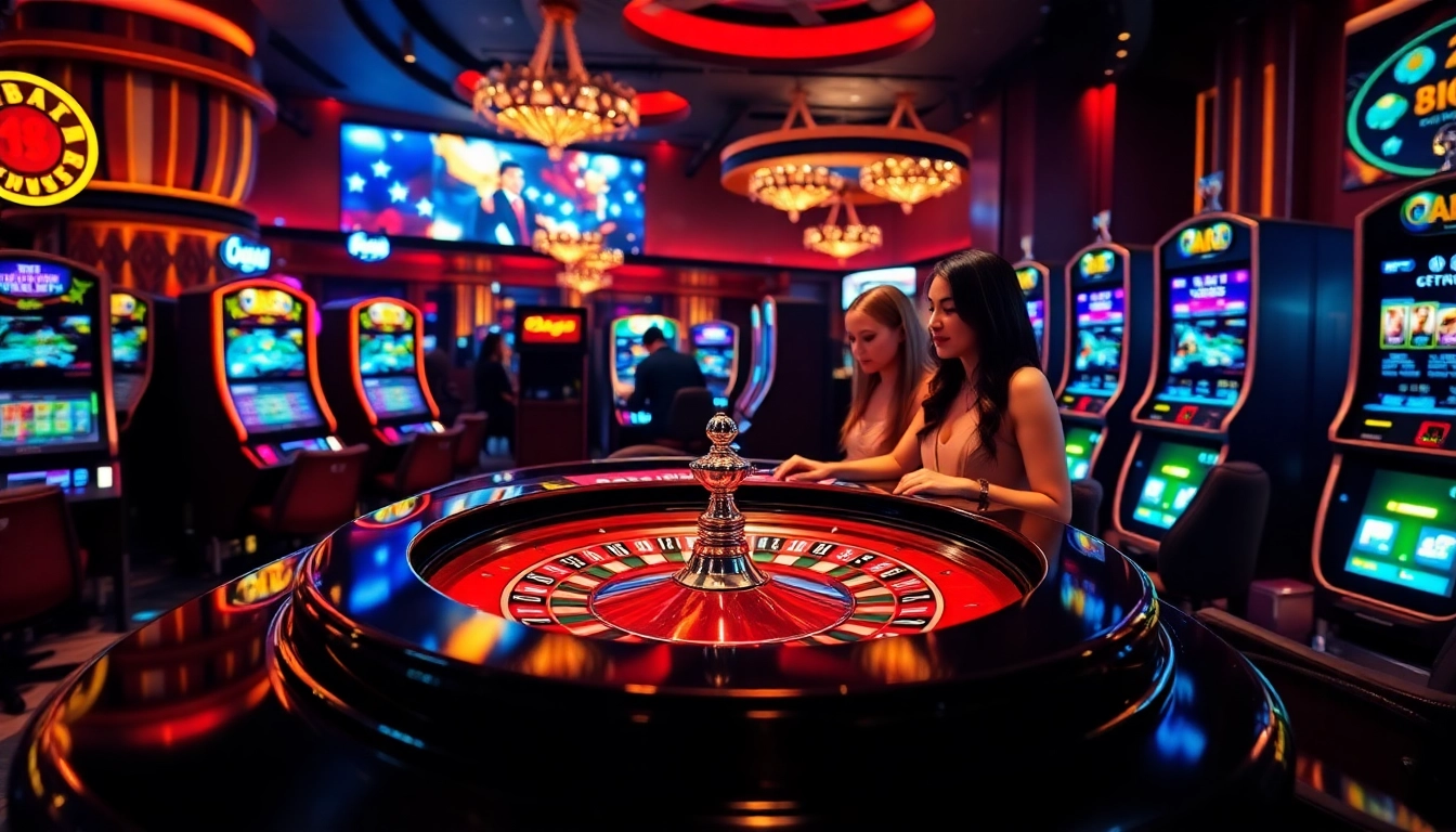 Daga's vibrant casino scene with players at a roulette wheel, capturing the essence of online gambling excitement.