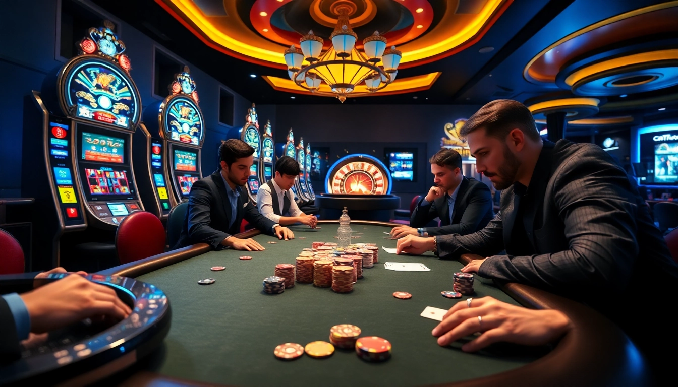 Experience elite gambling at Win55 with an immersive poker table and vibrant casino backdrop.