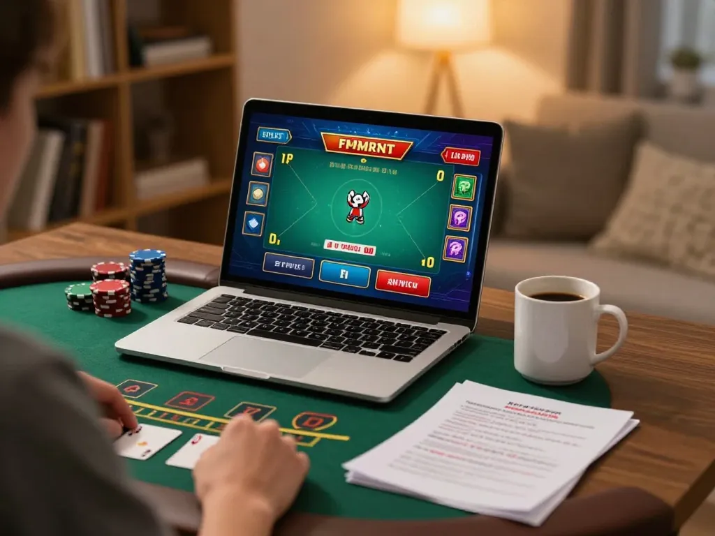 five88 engaging in live dealer blackjack at home with a cozy lighting and strategic notes.