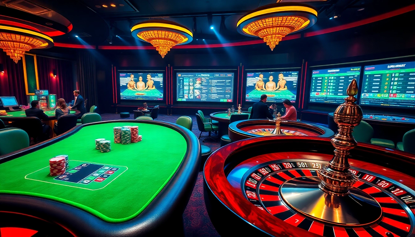 Players engaging in high-stakes gambling at a luxurious casino, featuring elements from https://88vv.help/.