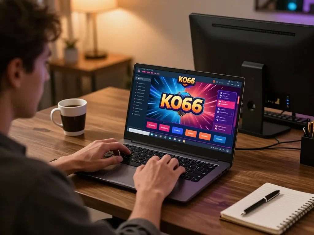 Engaging in strategic gameplay on KO66 online casino platform from a cozy home setup