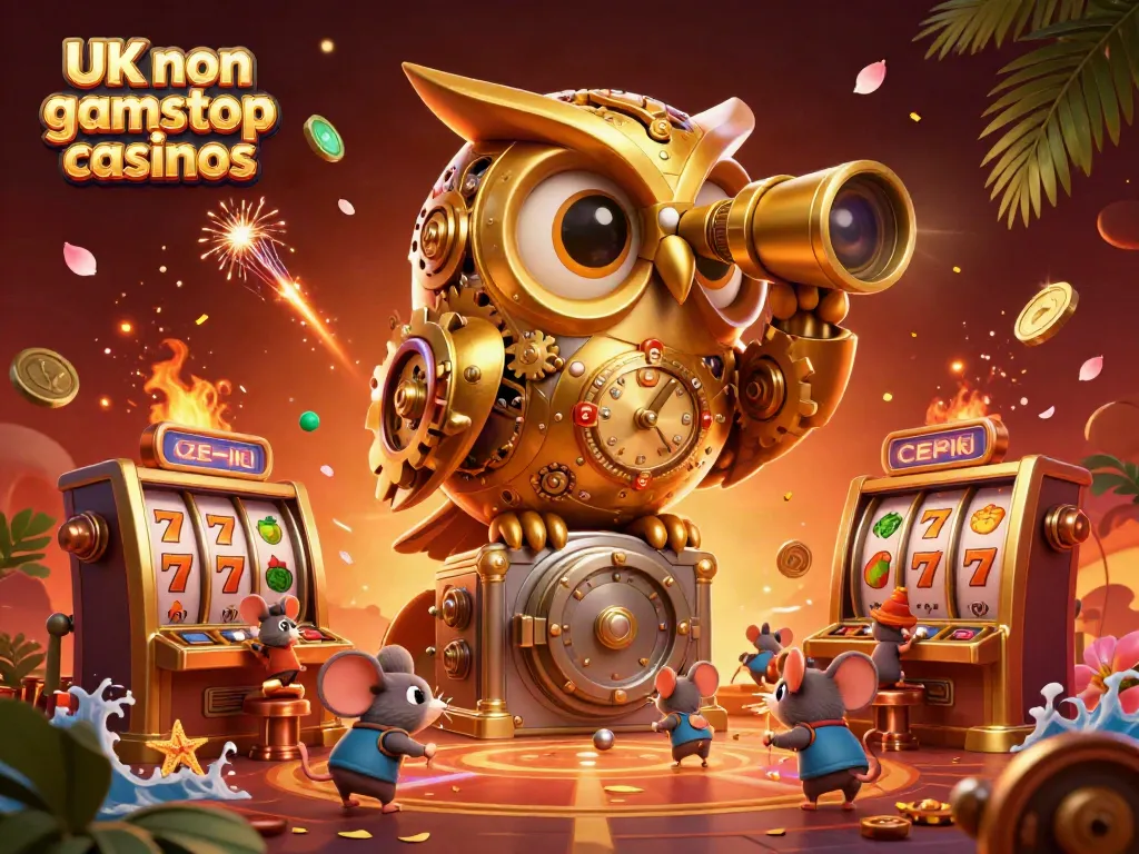 Experience the thrill of UK non gamstop casinos with a vibrant 3D casino illustration.