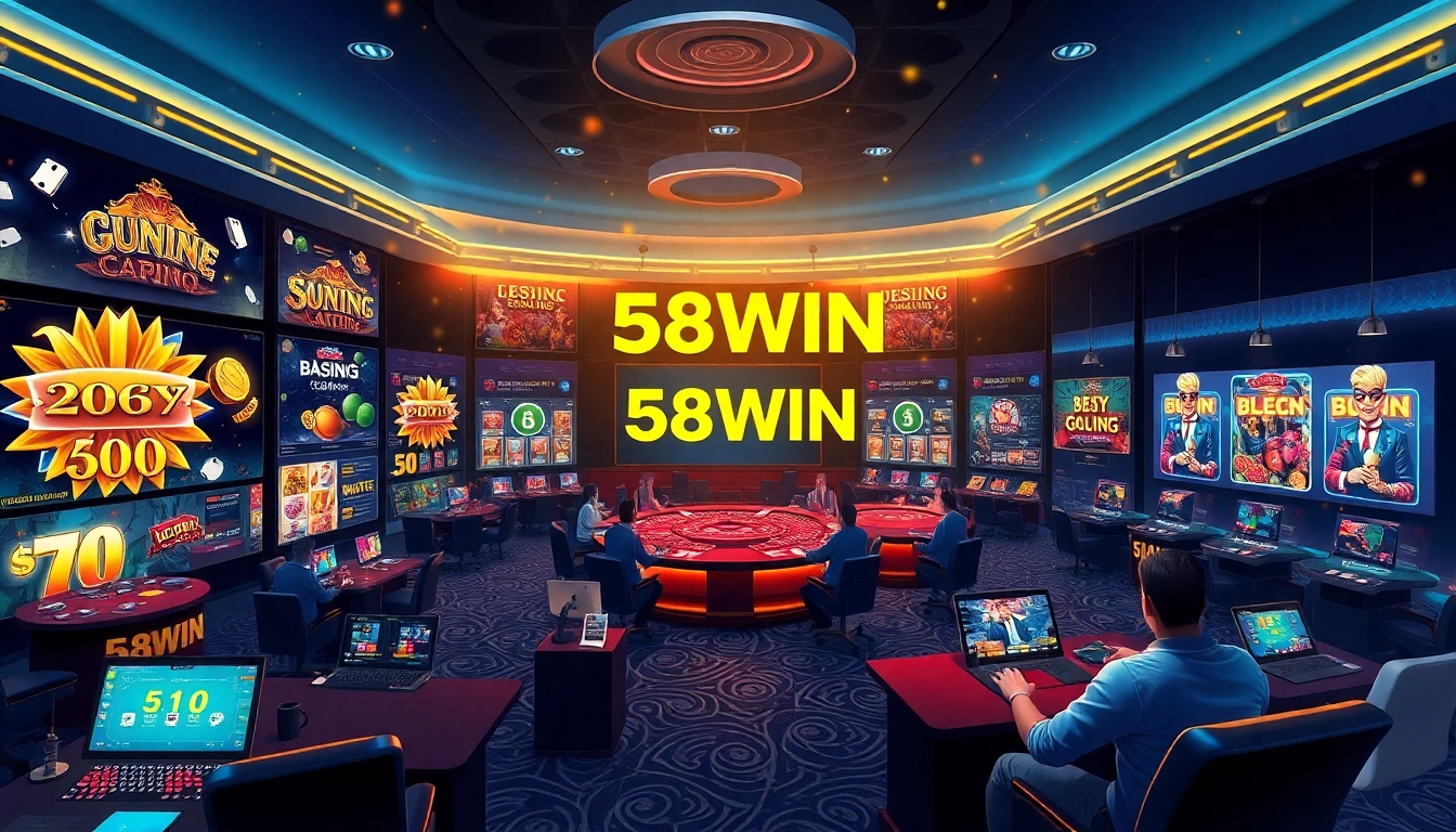 Exciting 58win online casino gaming experience with vibrant digital interface