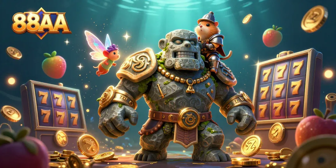 Play exciting slot games and jackpots at 88AA casino with vibrant 3D characters and dynamic elements.