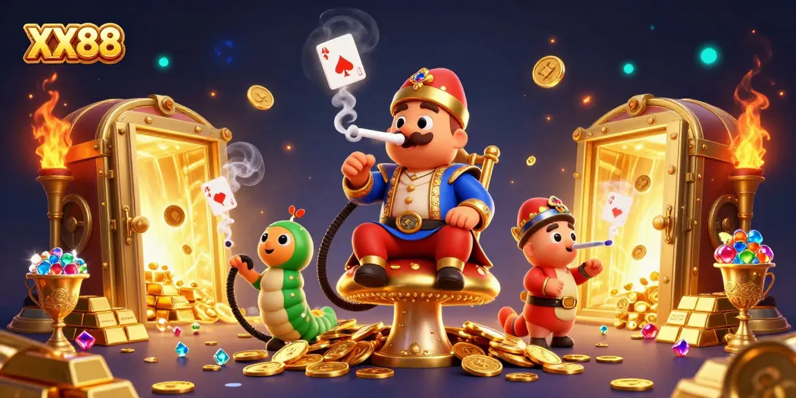 Experience winning strategies at XX88 Casino, featuring a vibrant gaming scene with golden treasures.