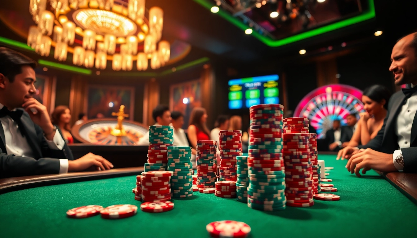 Kèo Nhà Cái odds displayed with vibrant poker chips and a stylish casino atmosphere.