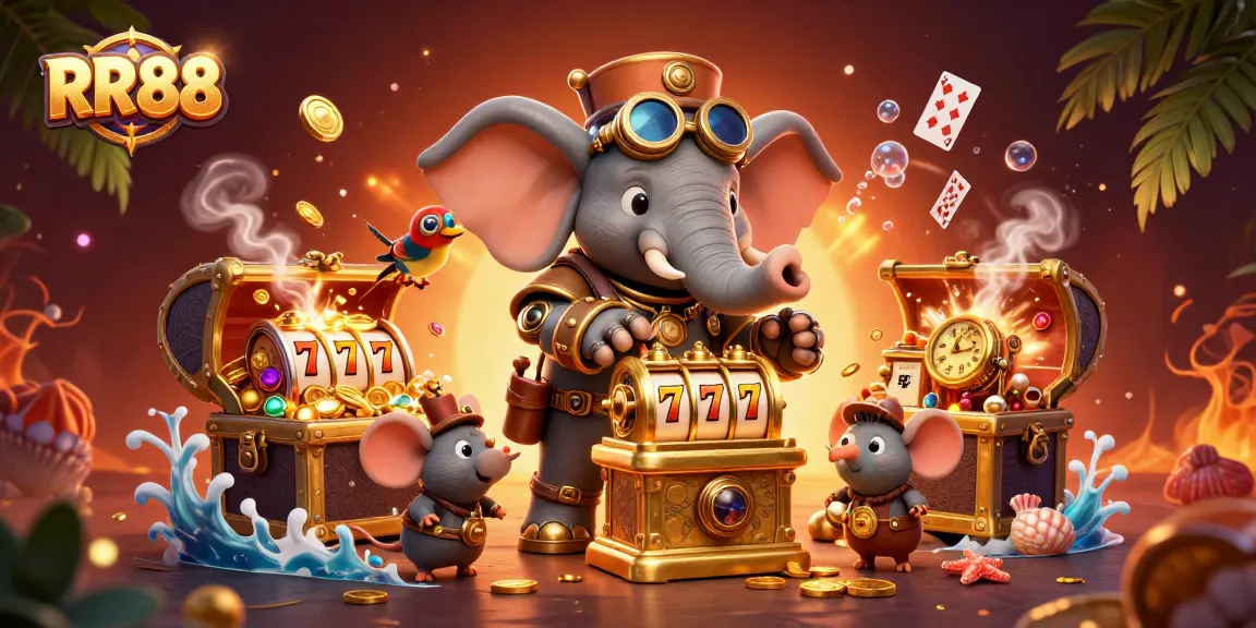 Win big at RR88 with vibrant steampunk-themed slots, featuring spectacular characters and casino elements.