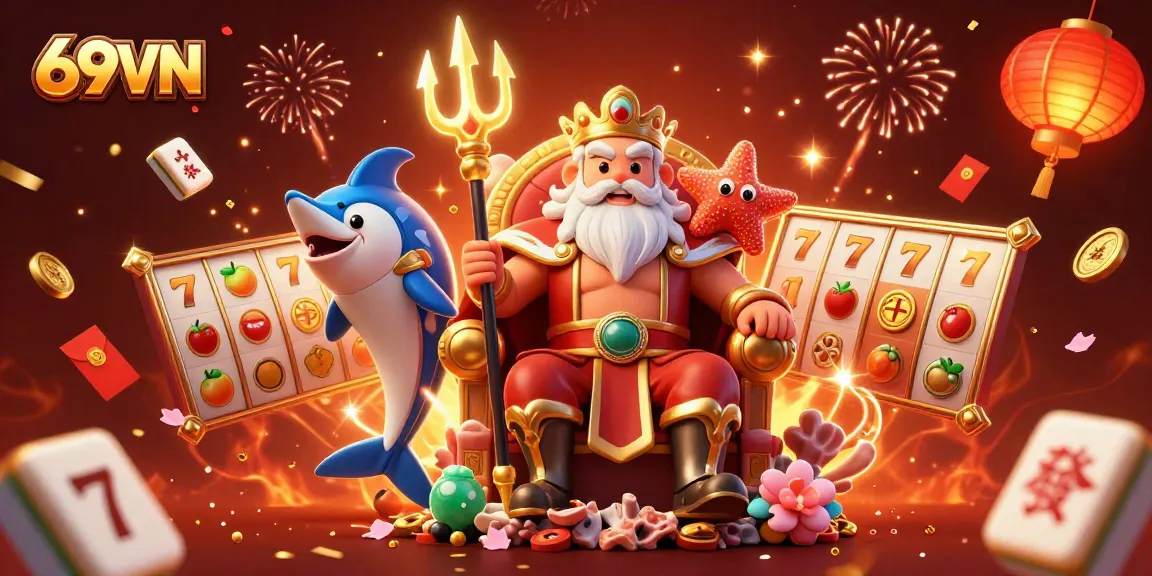 Experience the thrill of winning at 69VN with vibrant slot symbols and a dynamic casino atmosphere.