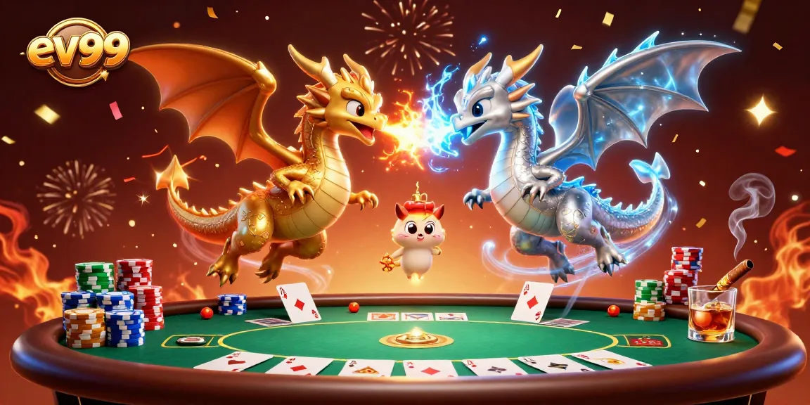 Engage with thrilling poker action in ev99, featuring dragons and casino elements!