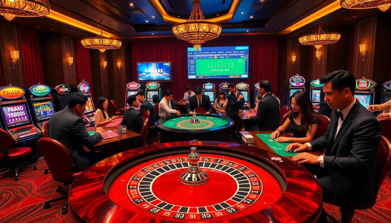 Exciting gaming atmosphere at EE88 casino with vibrant roulette and engaged players.