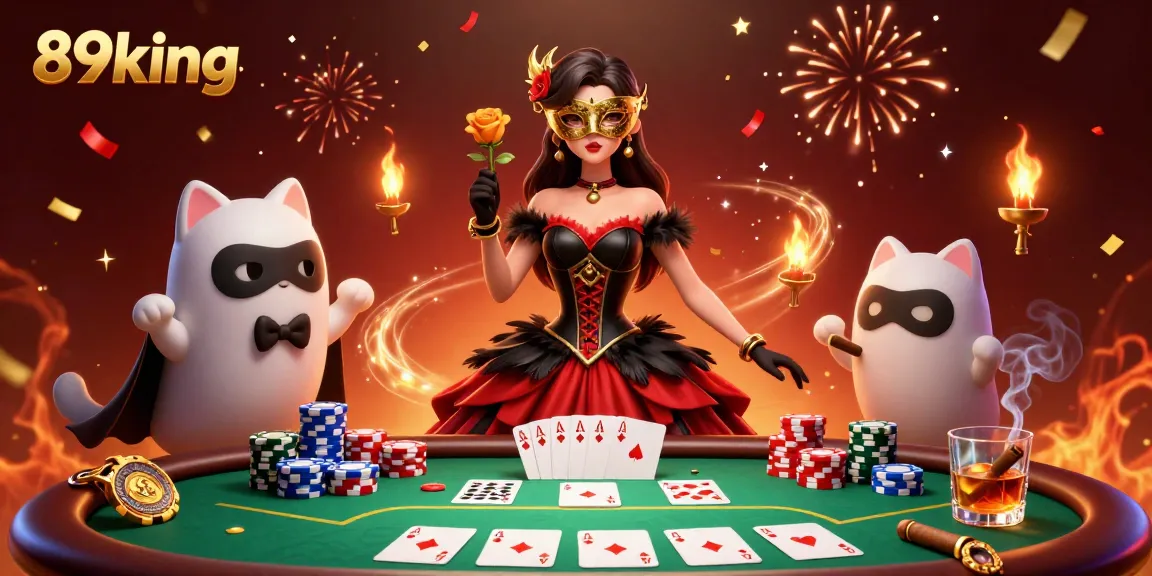 Engage with the excitement of 89king at a lavish poker scene filled with colorful chips and cards.