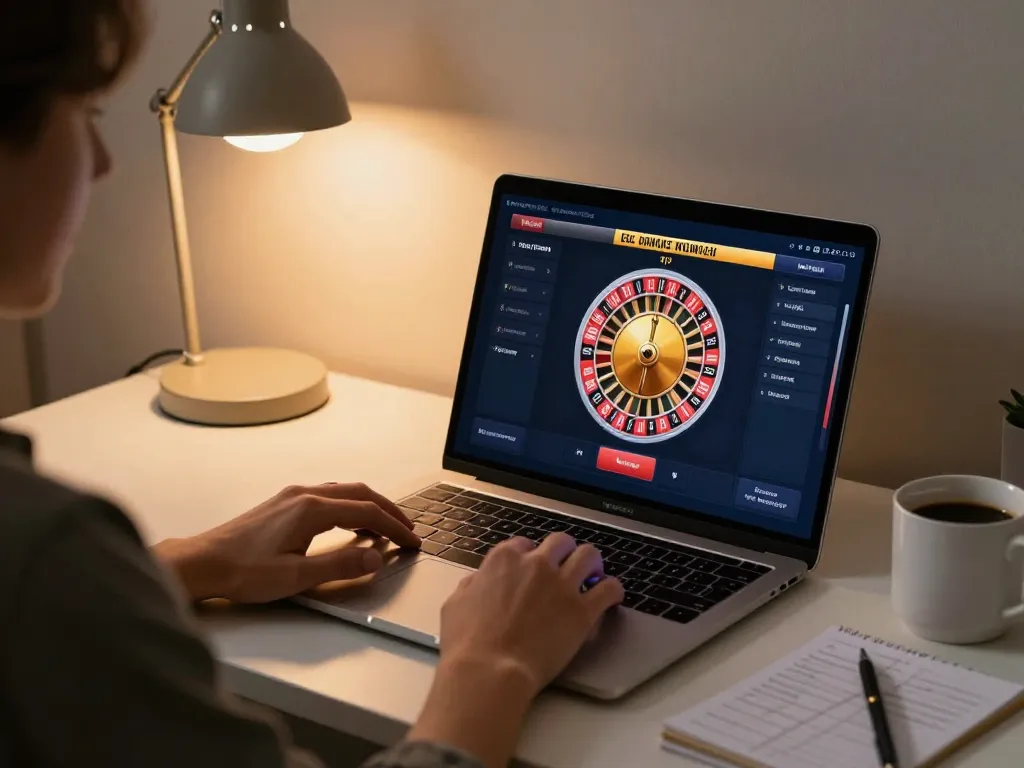 Engaging in online casino gameplay with incakoin on the screen in a cozy gaming setup.