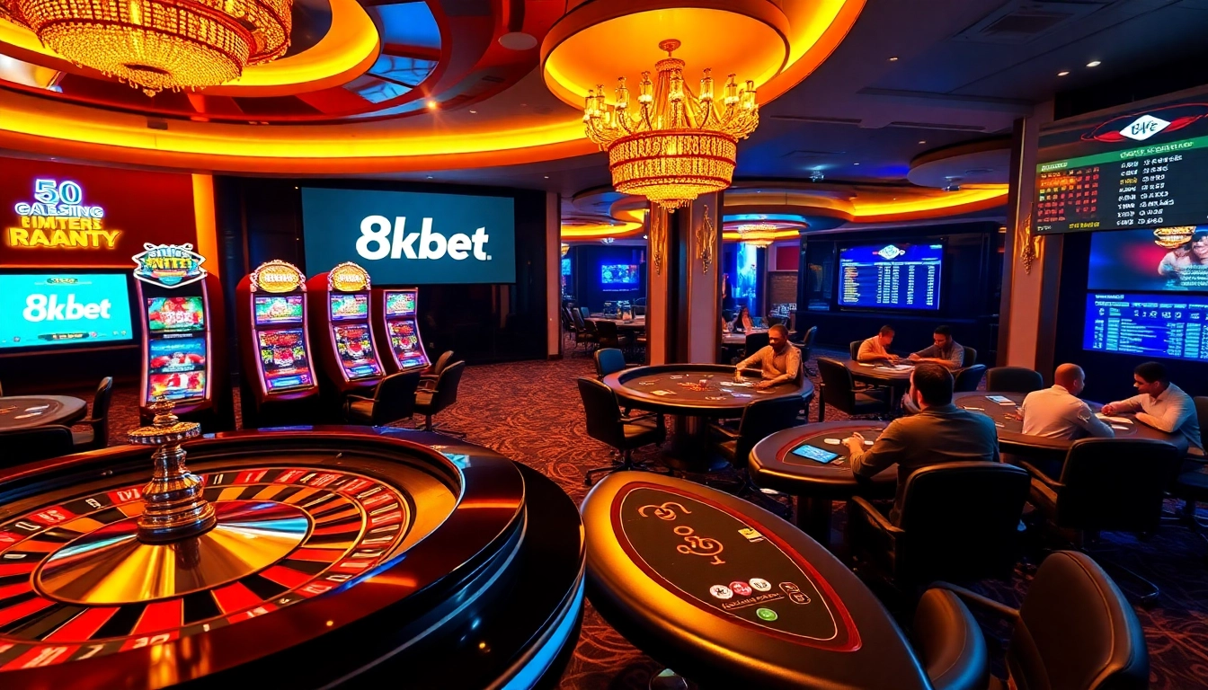 Join the excitement of 8kbet gaming with vibrant casino tables and engaging online slots.