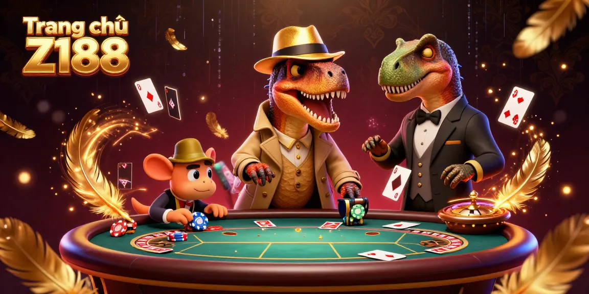 Engaging scene at Trang chủ Z188 with a velociraptor card counter at a blackjack table, enhancing casino excitement.