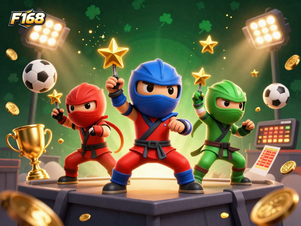 Engage in thrilling action with F168 as chameleon ninjas and sports elements collide in a dynamic online casino scene.