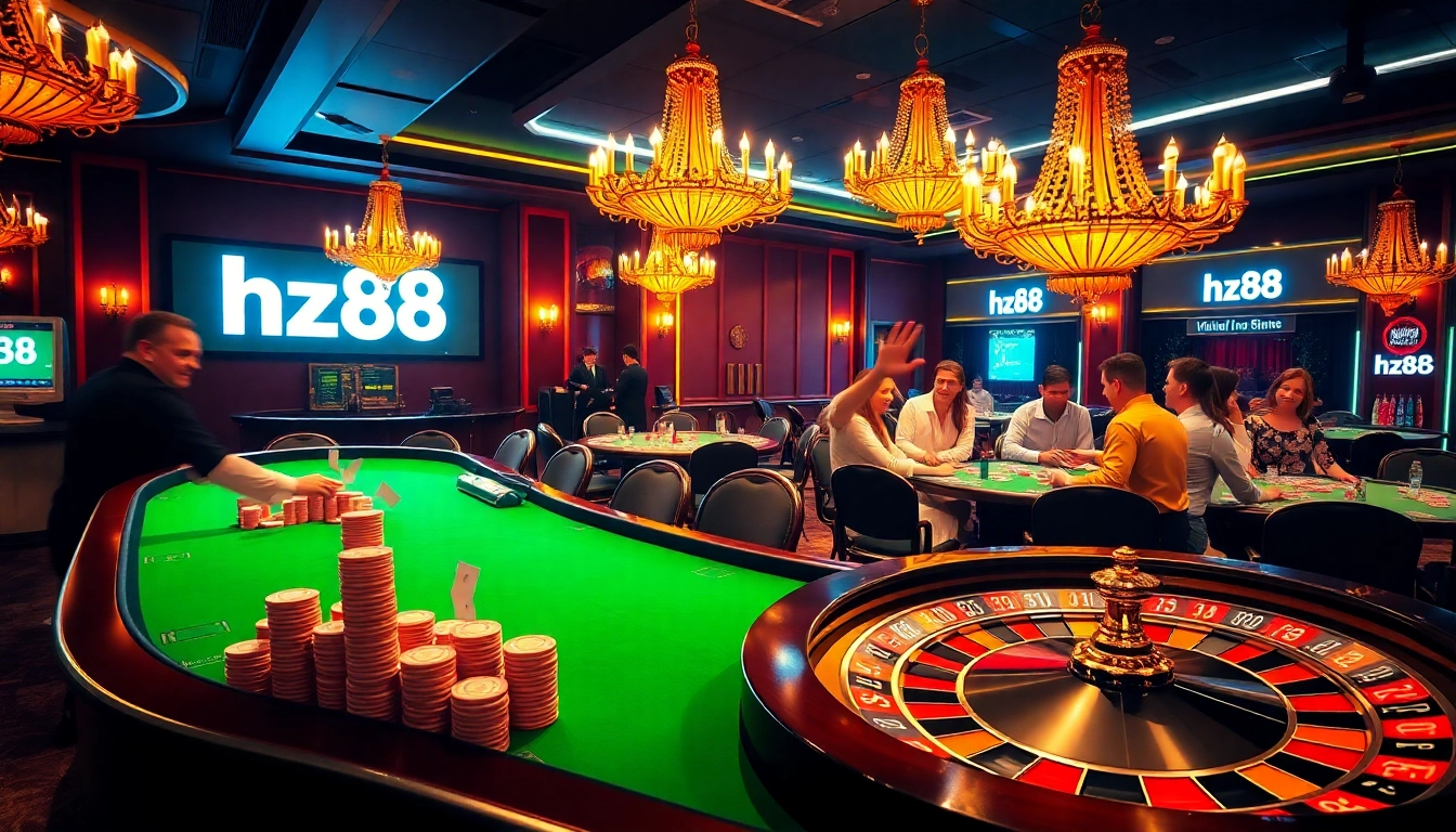 Experience the thrill of gaming at hz88 with vibrant casino tables and elegant decor.