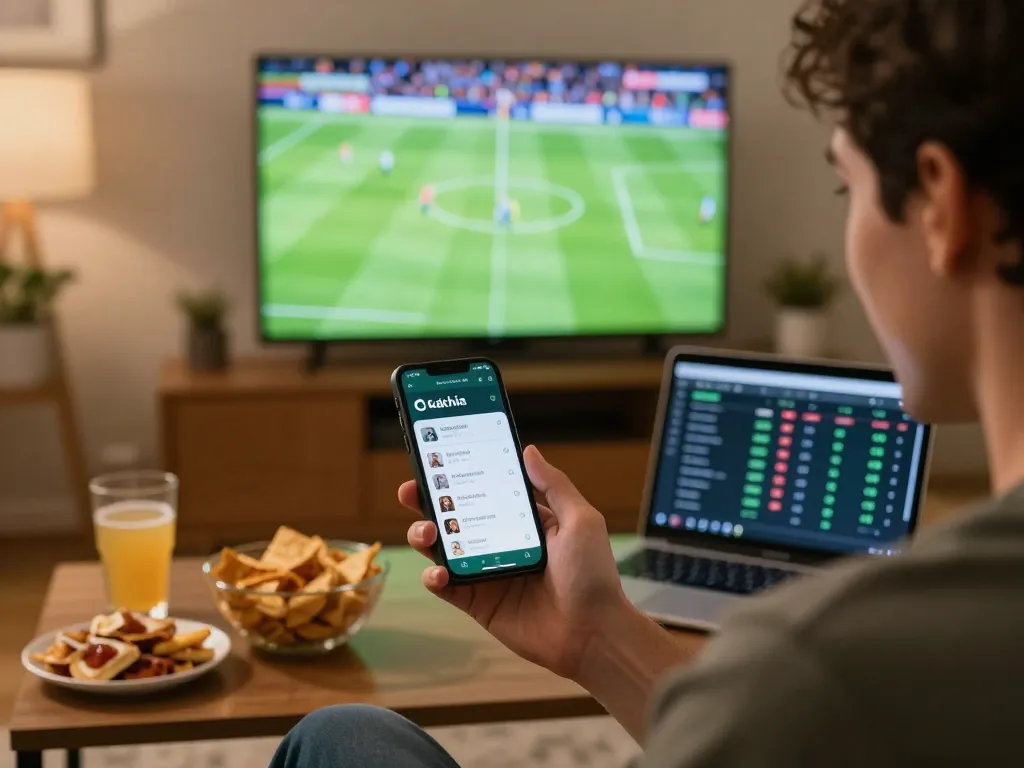 Engaging with the Cakhia app while watching live sports for strategic betting.