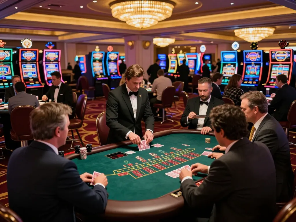 Watch players engage with blackjack at https://five88az.net/, showcasing strategic gameplay in a vibrant Vegas casino.