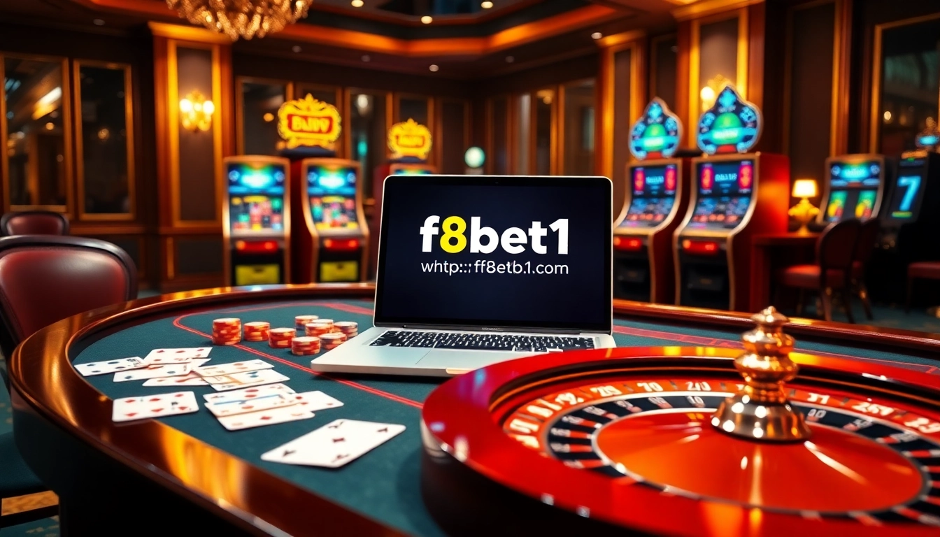 Engage with the thrill of online gambling at https://f8betb1.com/ with vibrant casino tables and exciting betting elements.