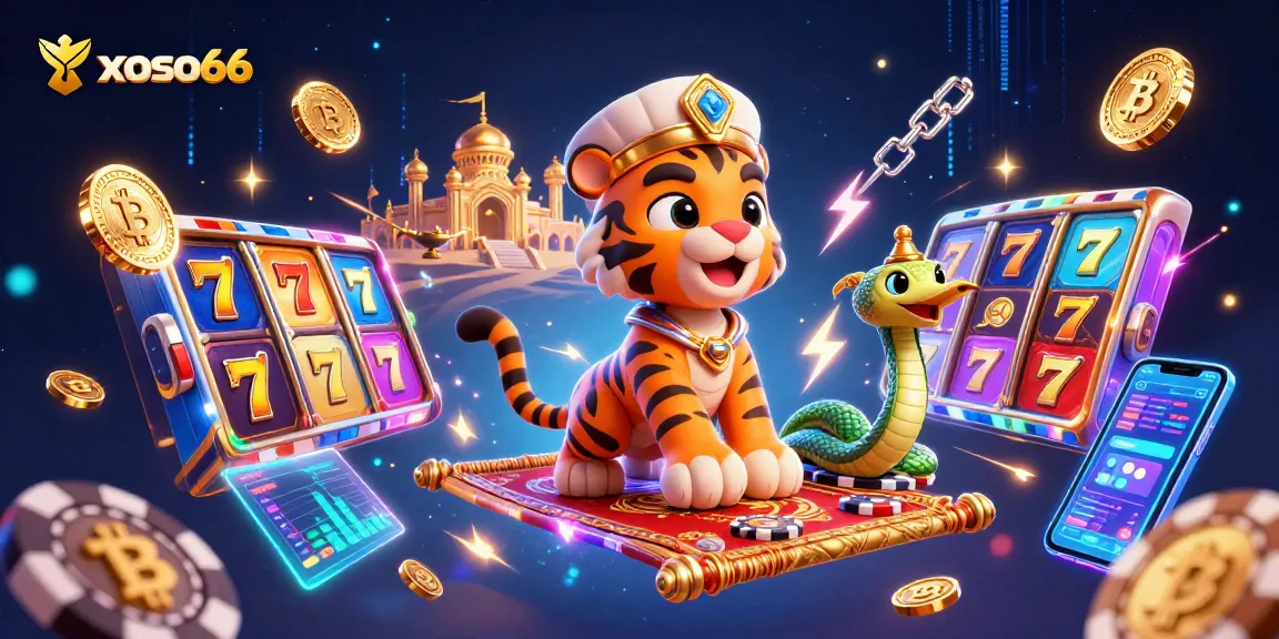 Engage with thrilling xoso66 gaming experiences featuring slot reels and vibrant casino elements.