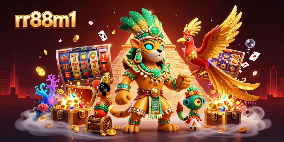 Experience the thrilling gaming world of rr88m1 with vibrant slot visuals and dynamic gold elements.