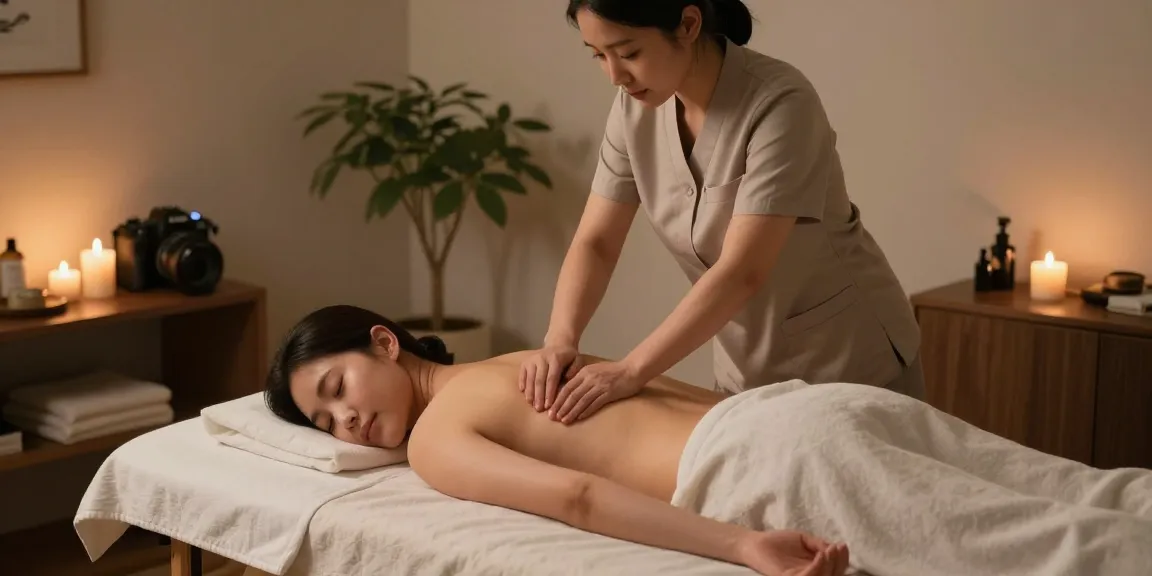 Relaxing scene of 관악구출장안마 with therapist giving a soothing massage in a calming home environment.