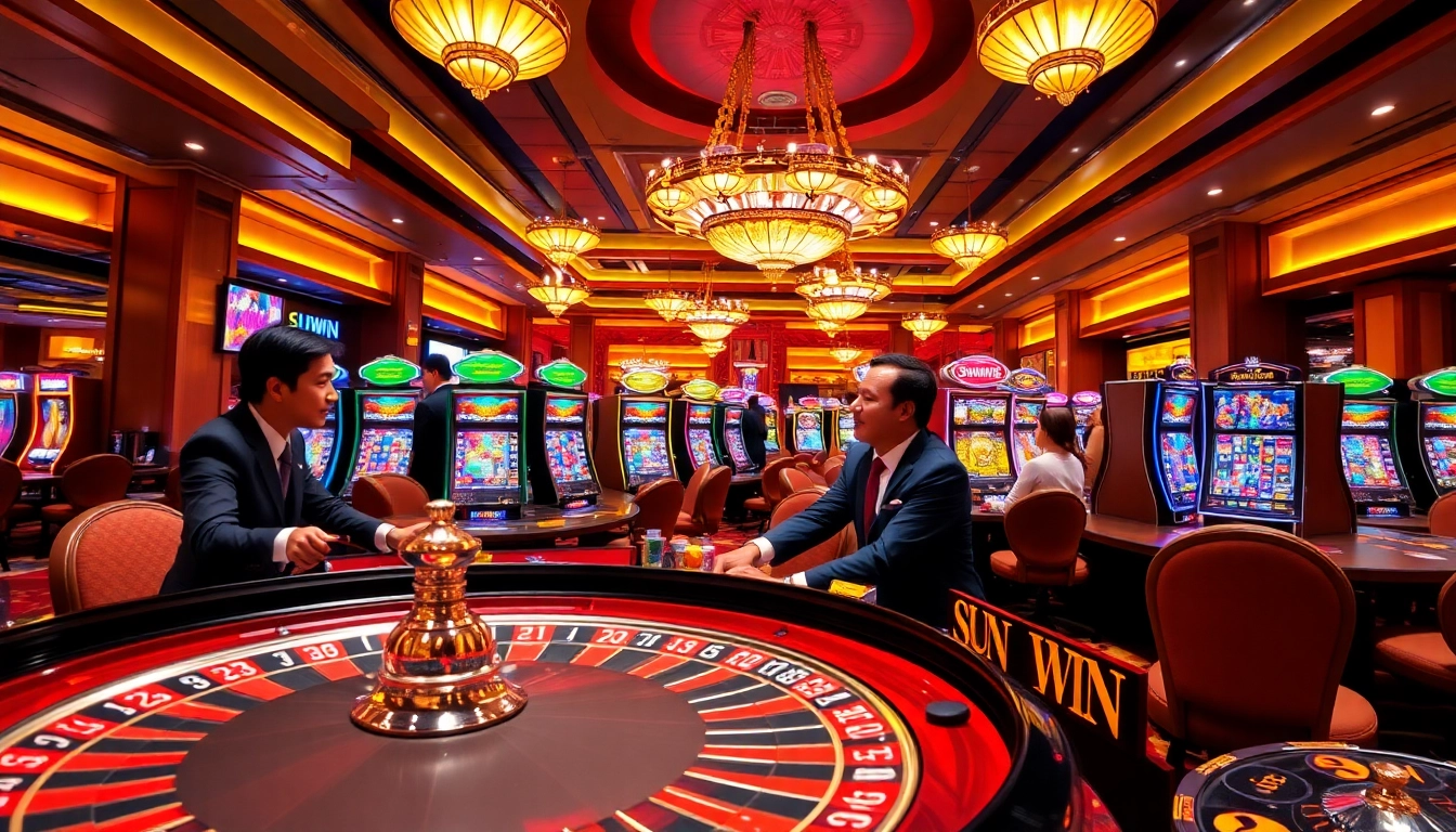 Experience the thrill of SUNWIN gaming with vibrant casino visuals and engaging players.
