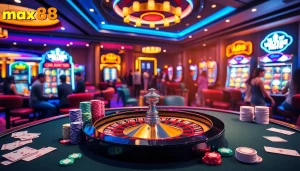 Experience thrilling gambling action at max88 with vibrant casino tables and interactive slot machines.