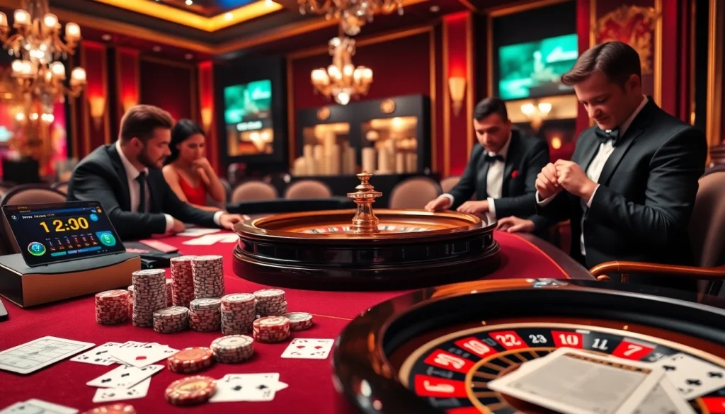 Experience the excitement of the 13win game with vibrant casino elements and players engaged in thrilling bets.