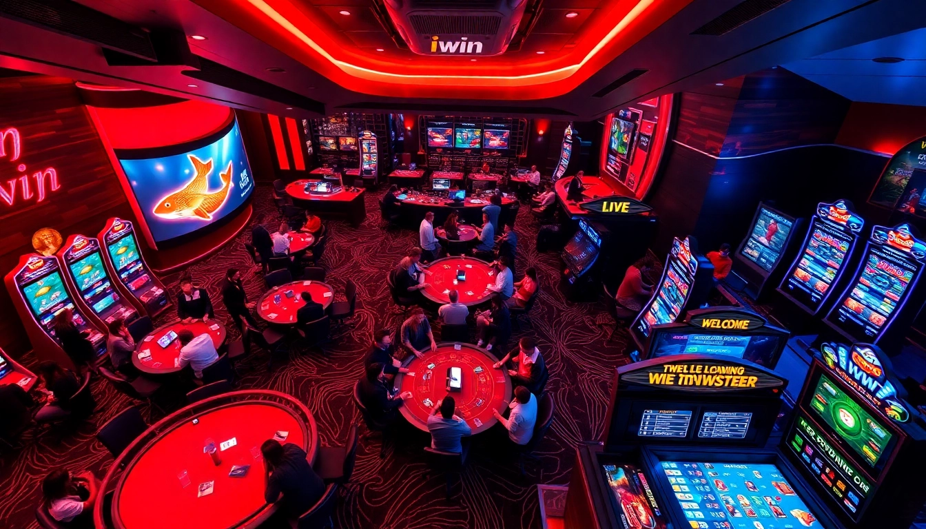 Exciting iwin online casino setting showcasing diverse games and vibrant atmosphere.