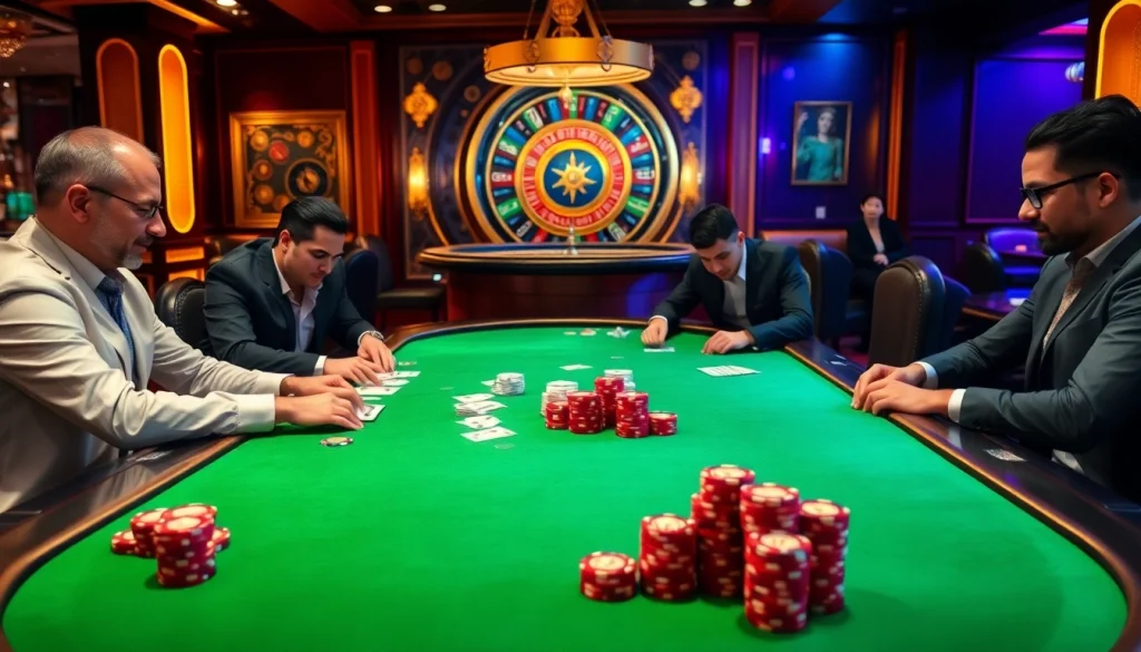 Experience the thrill of high-stakes gaming at https://www.vvjl11.com/ showcasing luxury poker tables and vibrant ambiance.