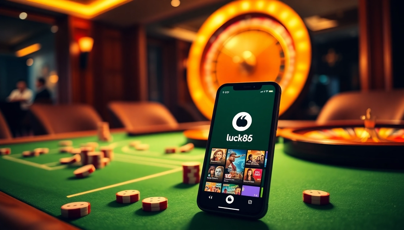 Experience excitement at luck8 with vibrant casino visuals of poker chips and roulette.