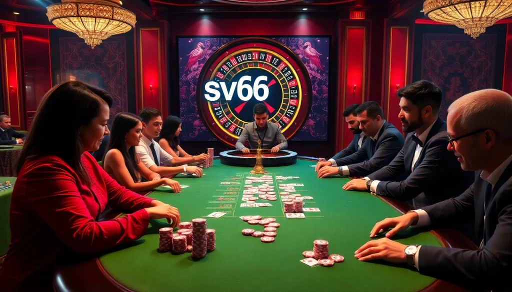 Players enjoying a premium poker game at sv66 casino, highlighting excitement and luxury.
