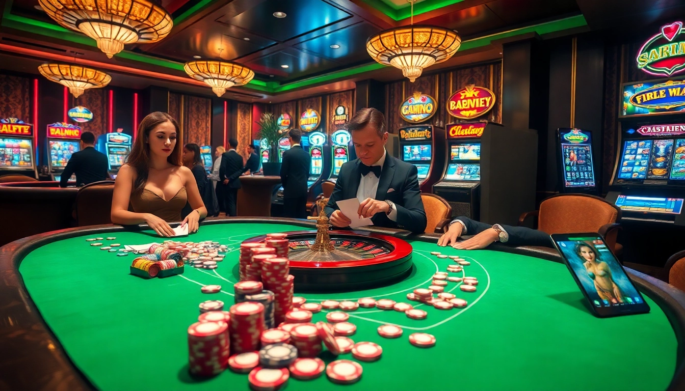 High-stakes poker players strategizing at a luxurious casino table inspired by fun88.social.