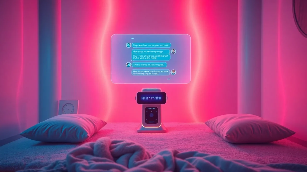 Engaging scene of sex AI interaction in a sleek, futuristic environment.