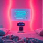 Engaging scene of sex AI interaction in a sleek, futuristic environment.