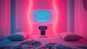 Engaging scene of sex AI interaction in a sleek, futuristic environment.