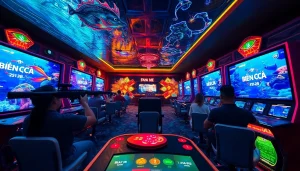Players engaging in the thrilling bắn cá xn88 arcade game, featuring colorful marine life and an exciting casino atmosphere.