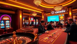 Play exciting games at Okwin's vibrant casino with roulette and slot machines.